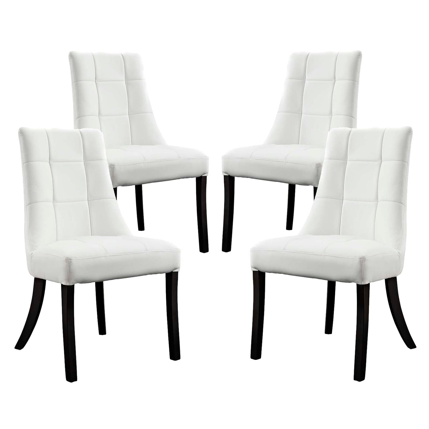 Noblesse Dining Chair Vinyl Set of 4 White EEI-1678-WHI