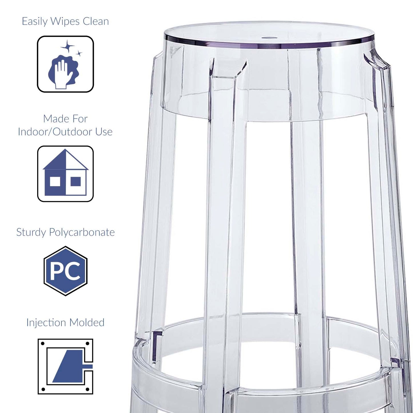 Casper Clear Counter and Bar Stool Set