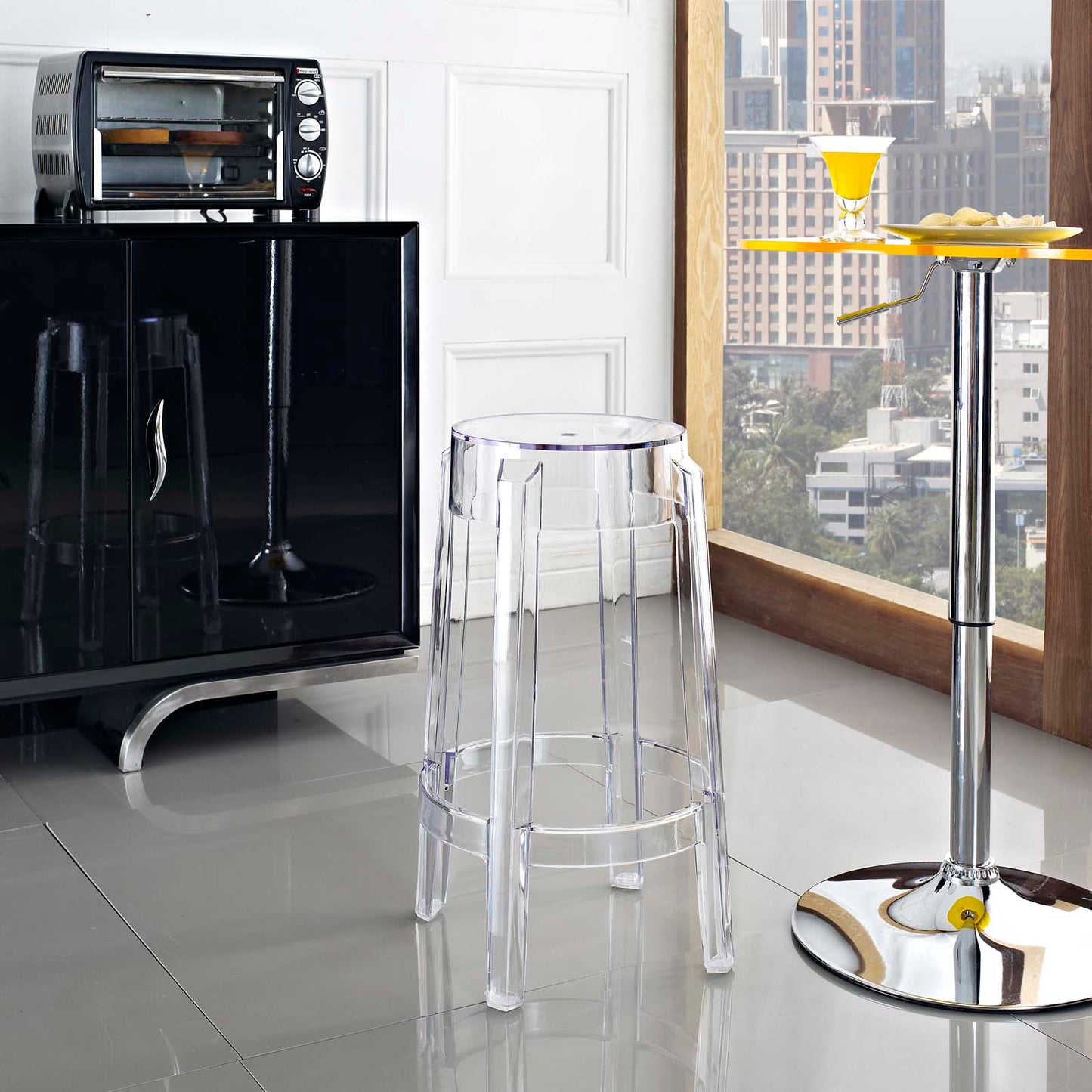 Casper Clear Counter and Bar Stool Set