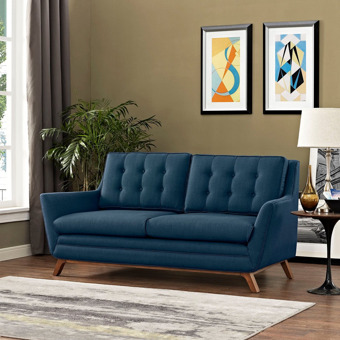 Beguile Upholstered Fabric Loveseat Azure EEI-1799-AZU