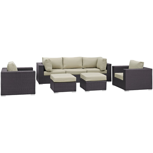 Gather 7 Piece Outdoor Patio Sectional Set by Modway EEI-1808-EXP-BEI-SET