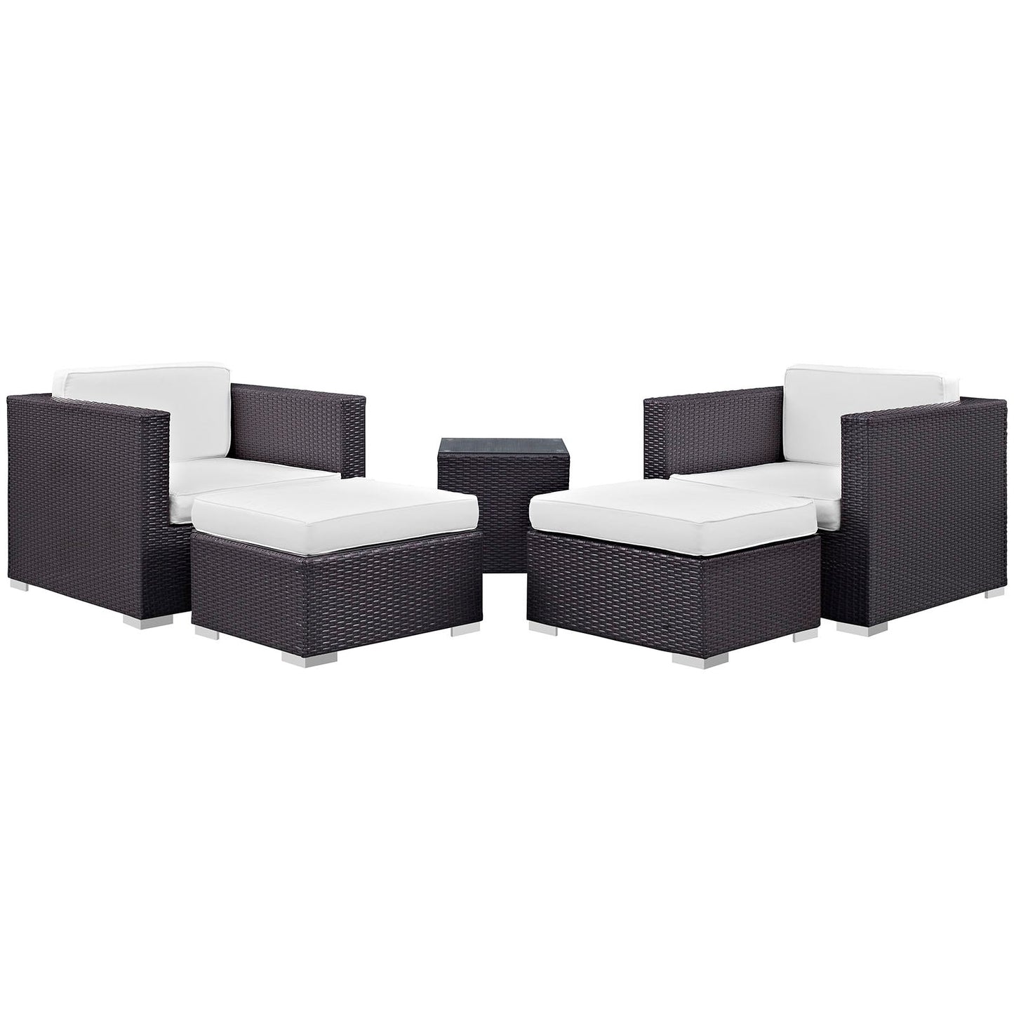 Convene 5 Piece Outdoor Patio Sectional Set Espresso