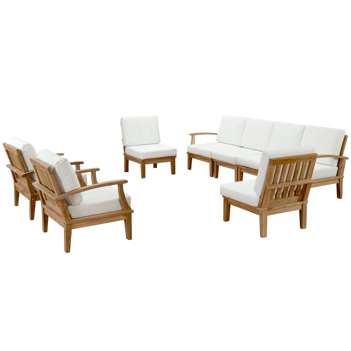 Marina 8 Piece Outdoor Patio Teak Set by Modway EEI-1817-NAT-WHI-SET