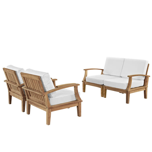 Marina 4 Piece Outdoor Patio Teak Set by Modway EEI-1818-NAT-WHI-SET