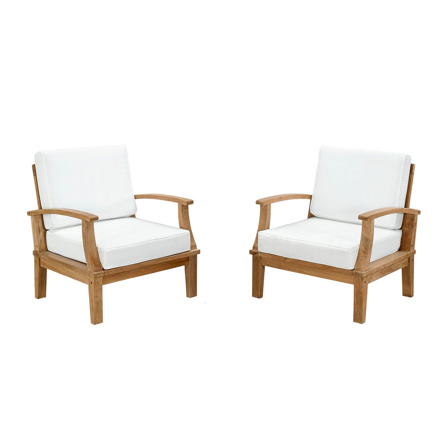 Marina 2 Piece Outdoor Patio Teak Set Natural White EEI-1819-NAT-WHI-SET