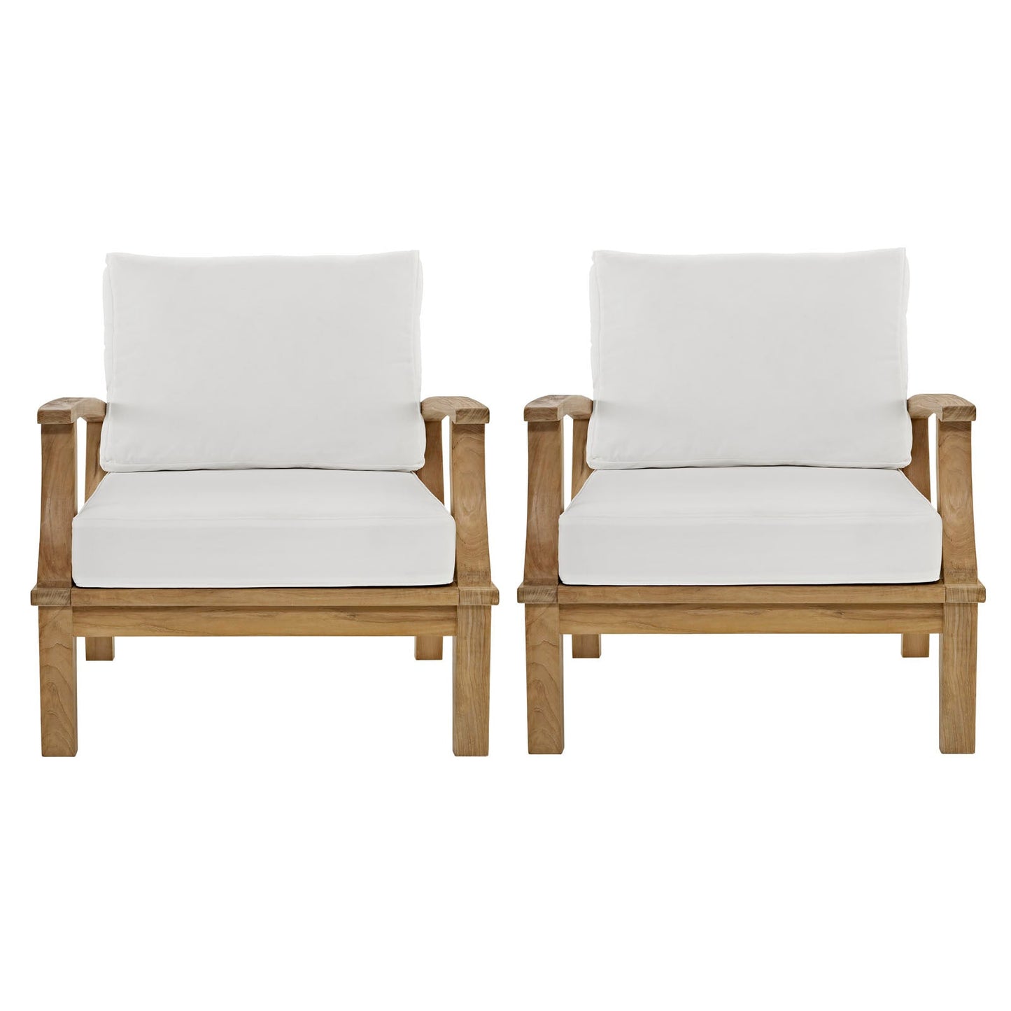 Marina 2 Piece Outdoor Patio Teak Set Natural White EEI-1819-NAT-WHI-SET