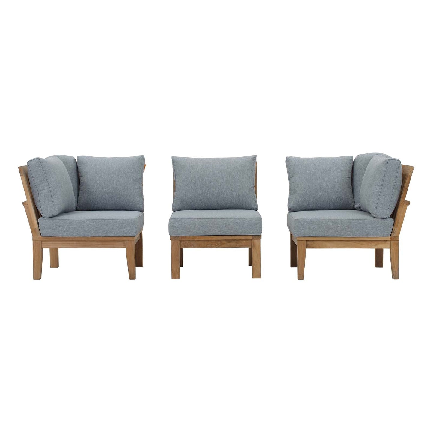 Marina 3 Piece Outdoor Patio Teak Set by Modway EEI-1820-NAT-GRY-SET