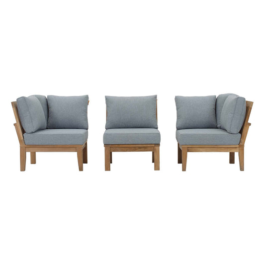 Marina 3 Piece Outdoor Patio Teak Set by Modway EEI-1820-NAT-GRY-SET