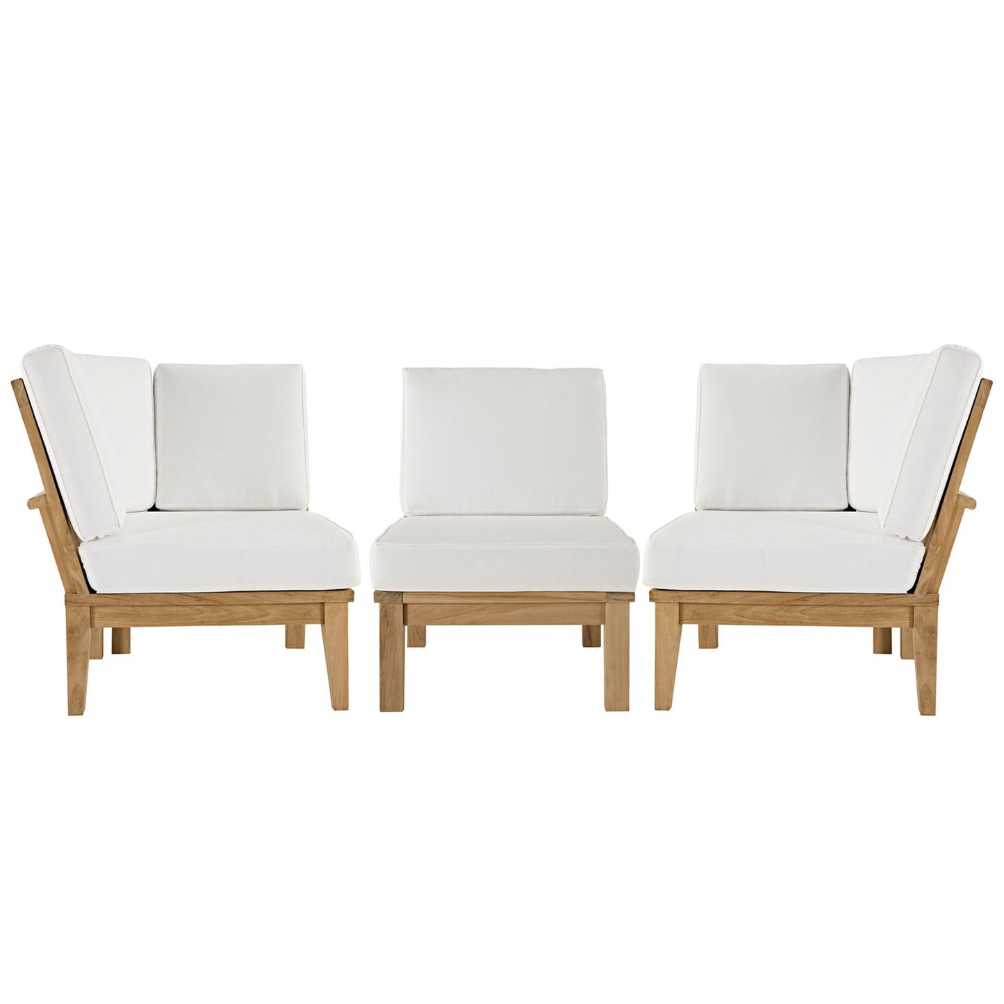 Marina 3 Piece Outdoor Patio Teak Set by Modway EEI-1820-NAT-WHI-SET