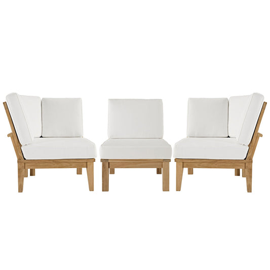 Marina 3 Piece Outdoor Patio Teak Set by Modway EEI-1820-NAT-WHI-SET