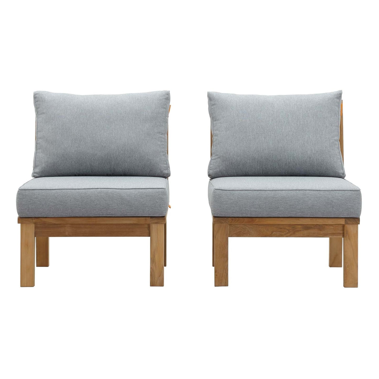 Marina 2 Piece Outdoor Patio Teak Set by Modway EEI-1821-NAT-GRY-SET