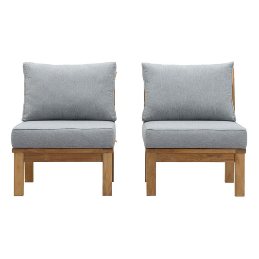 Marina 2 Piece Outdoor Patio Teak Set by Modway EEI-1821-NAT-GRY-SET
