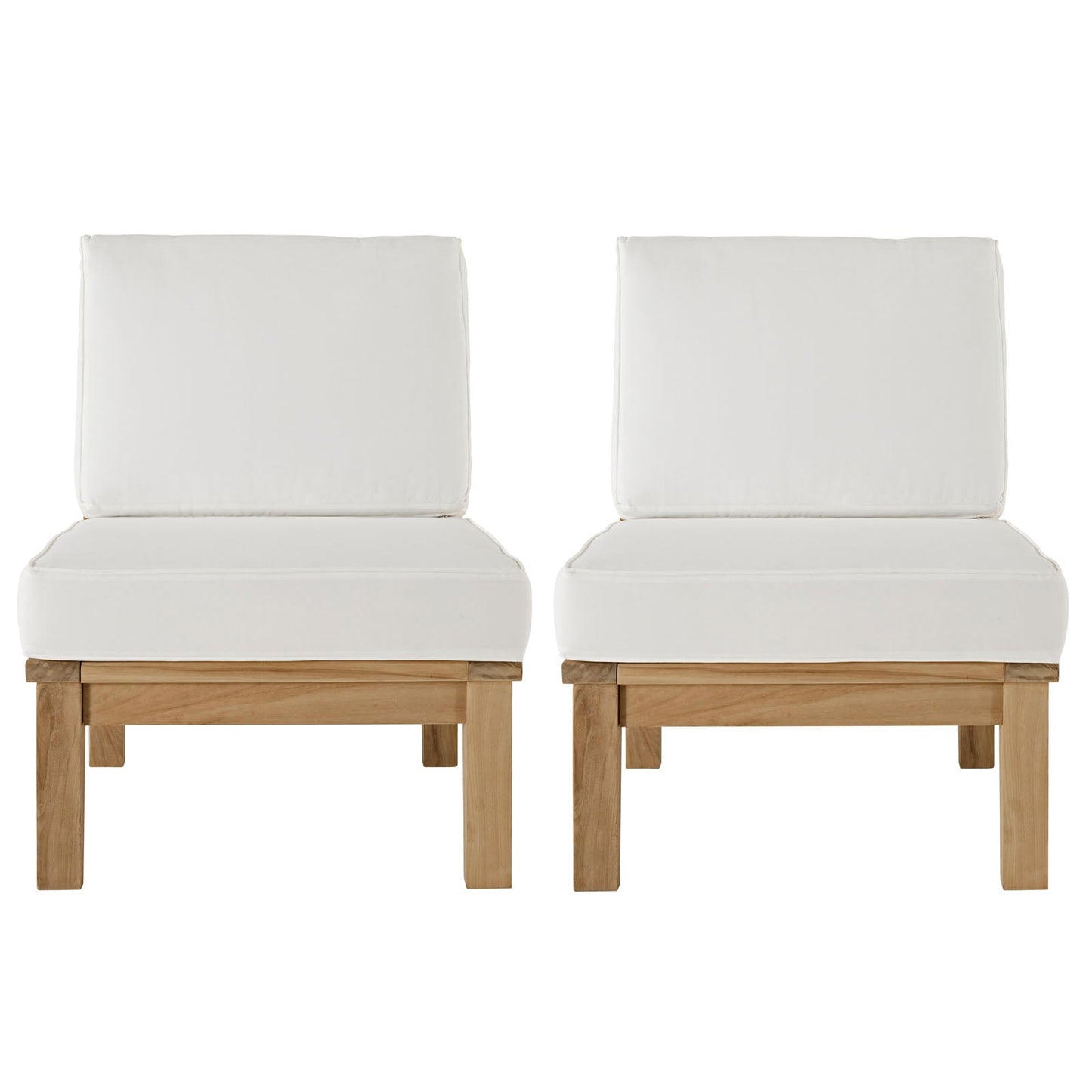Marina 2 Piece Outdoor Patio Teak Set by Modway EEI-1821-NAT-WHI-SET