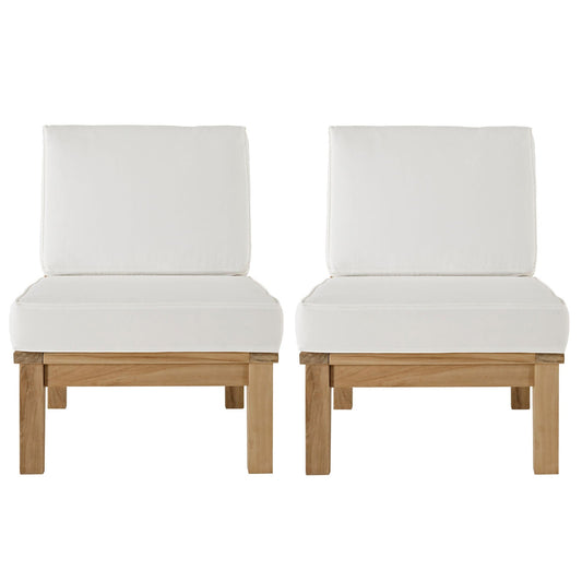 Marina 2 Piece Outdoor Patio Teak Set by Modway EEI-1821-NAT-WHI-SET