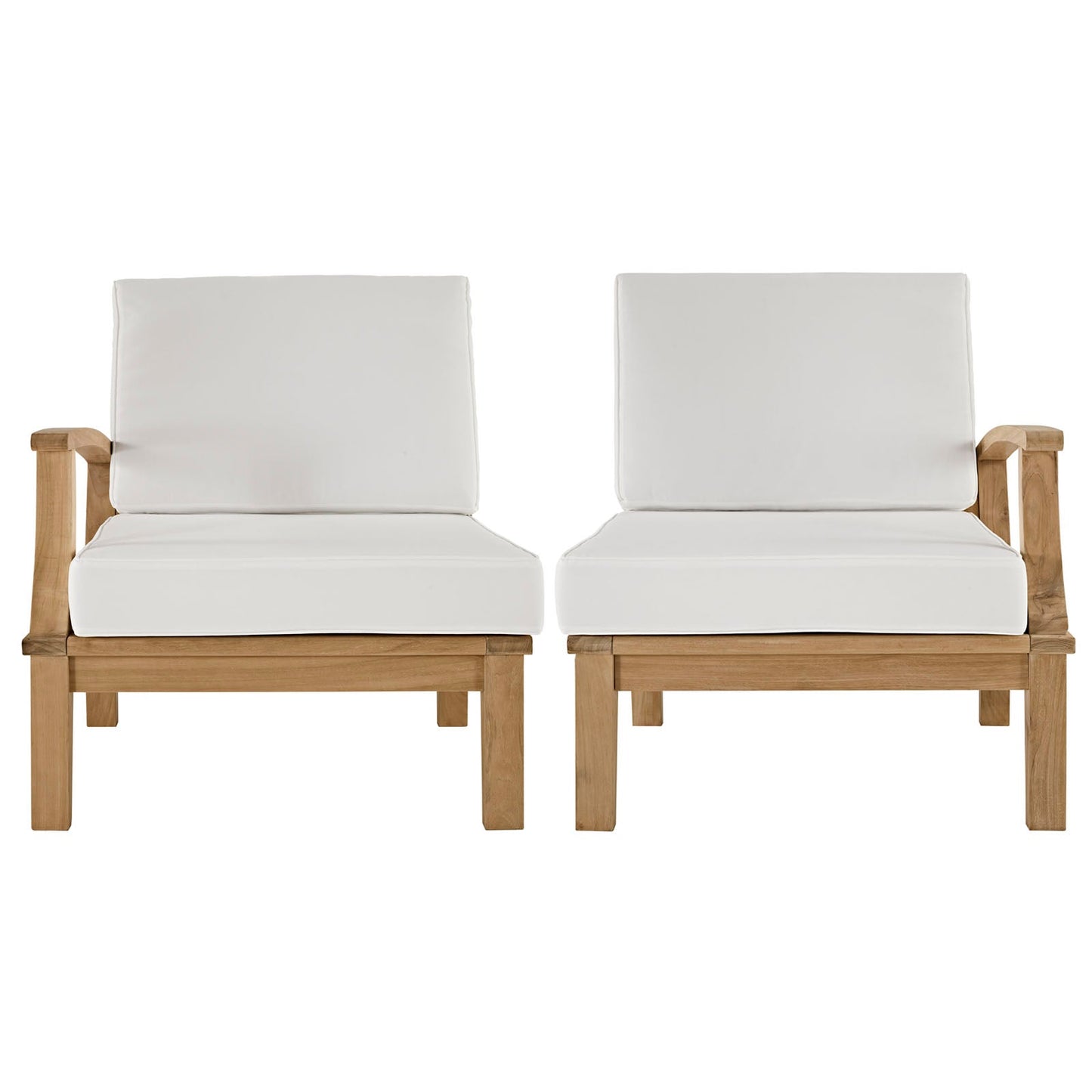 Marina 2 Piece Outdoor Patio Teak Set Natural White EEI-1822-NAT-WHI-SET