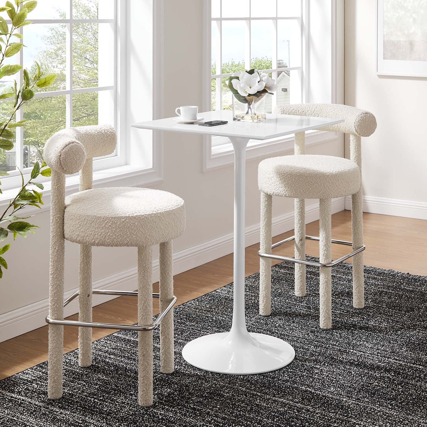Lippa 28" Square Bar Table White EEI-1826-WHI