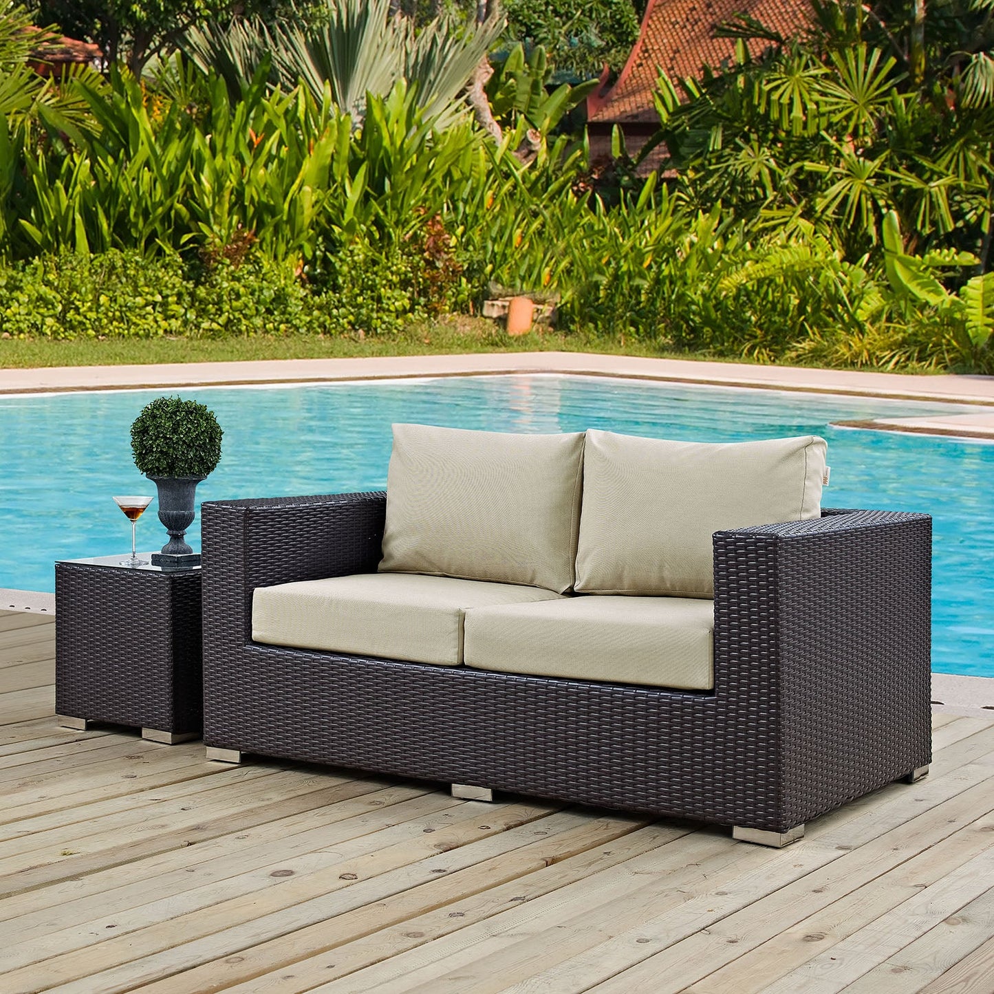 Convene Outdoor Patio Loveseat Espresso