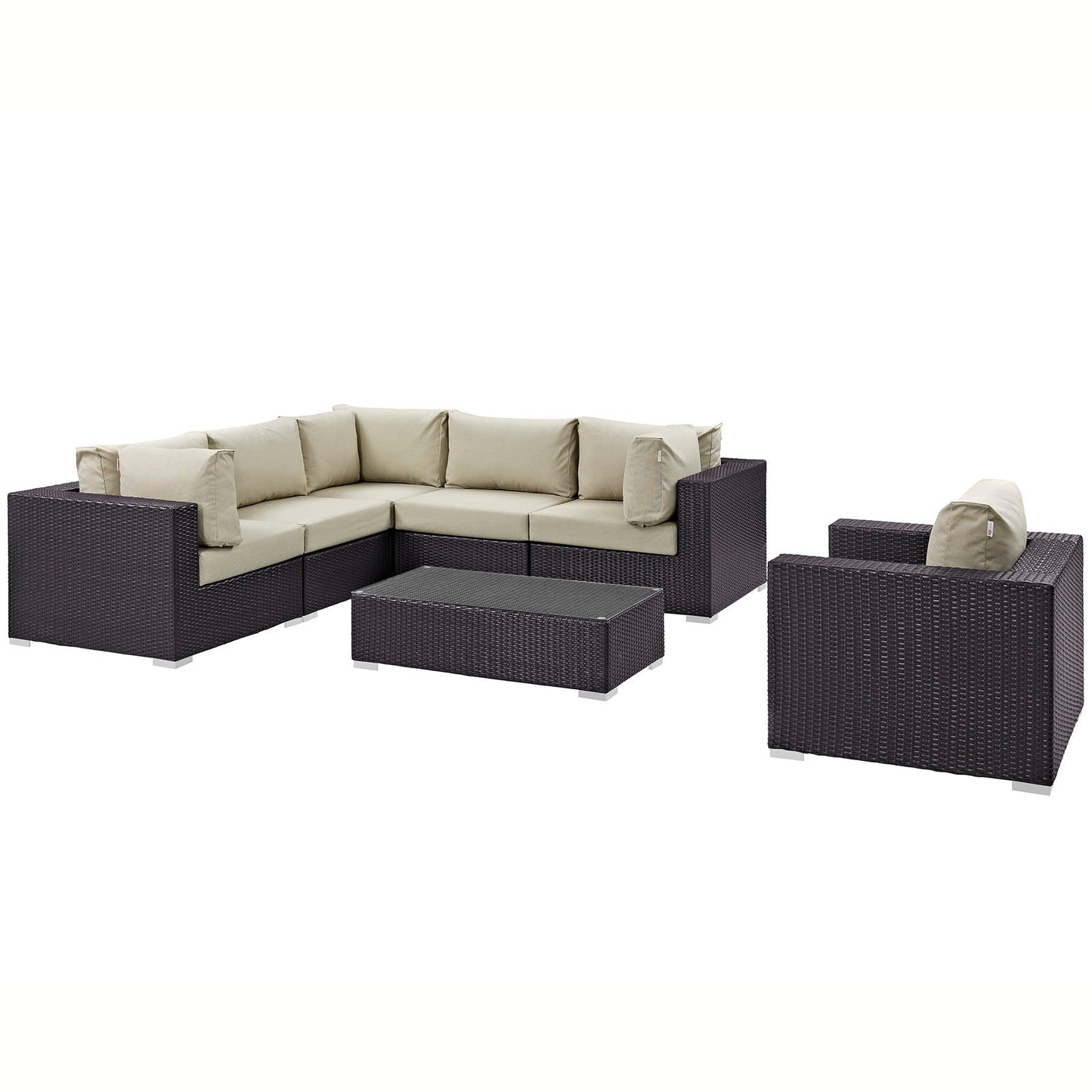 Convene 7 Piece Outdoor Patio Sectional Set Espresso