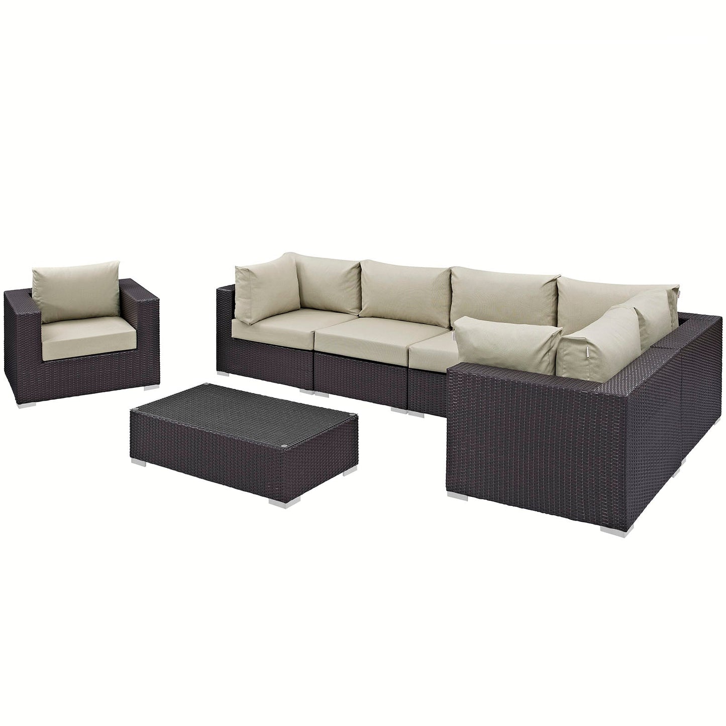 Convene 7 Piece Outdoor Patio Sectional Set Espresso