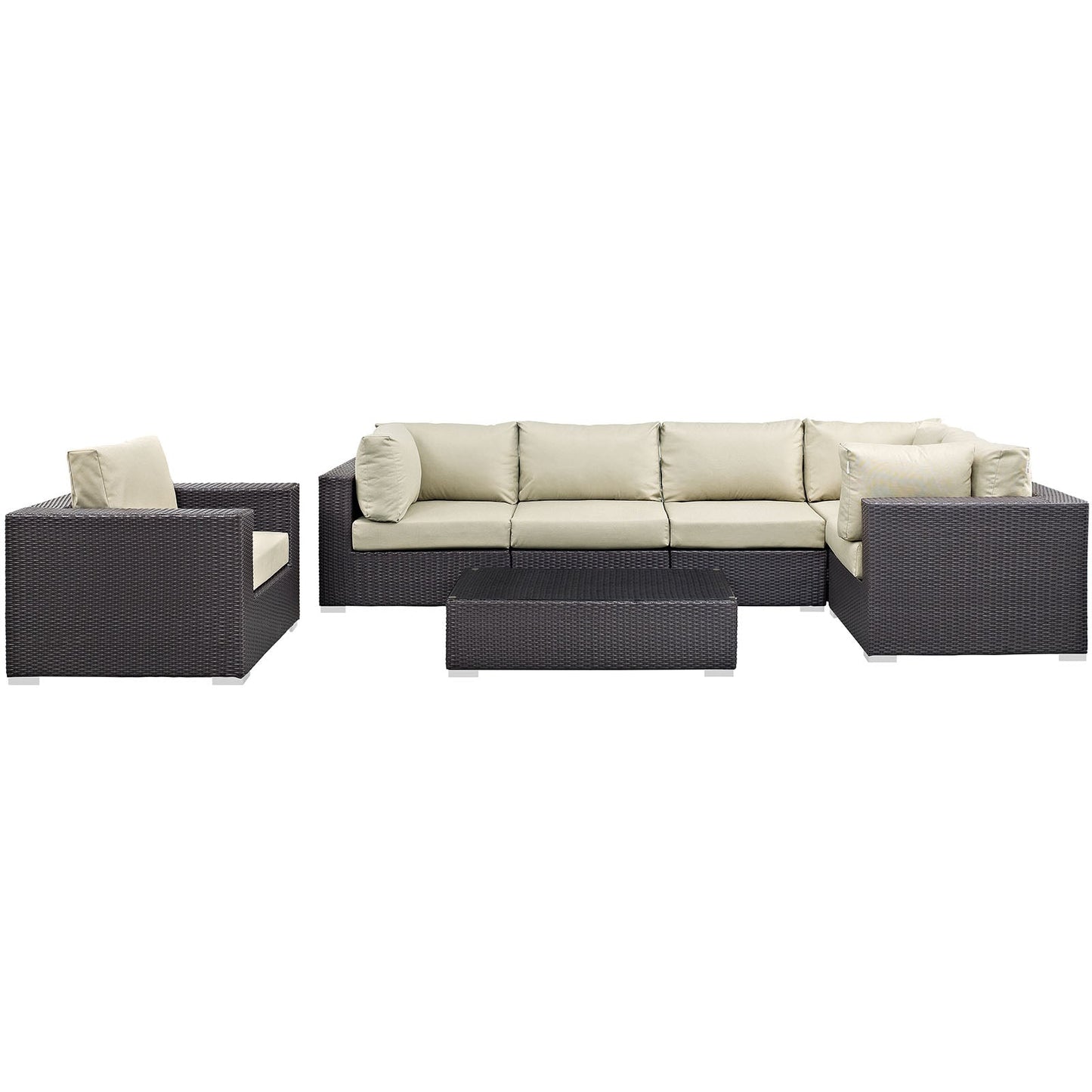 Convene 7 Piece Outdoor Patio Sectional Set Espresso