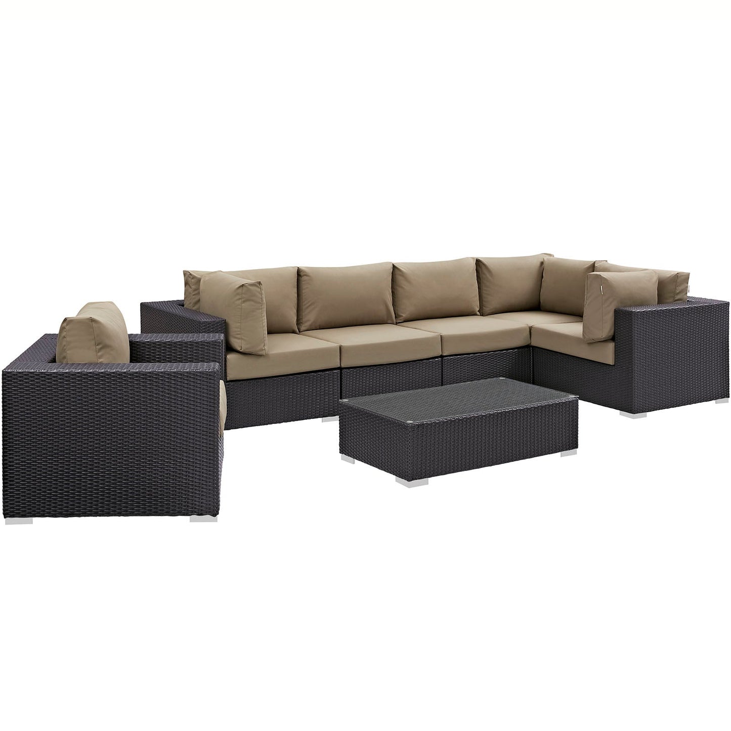 Convene 7 Piece Outdoor Patio Sectional Set Espresso