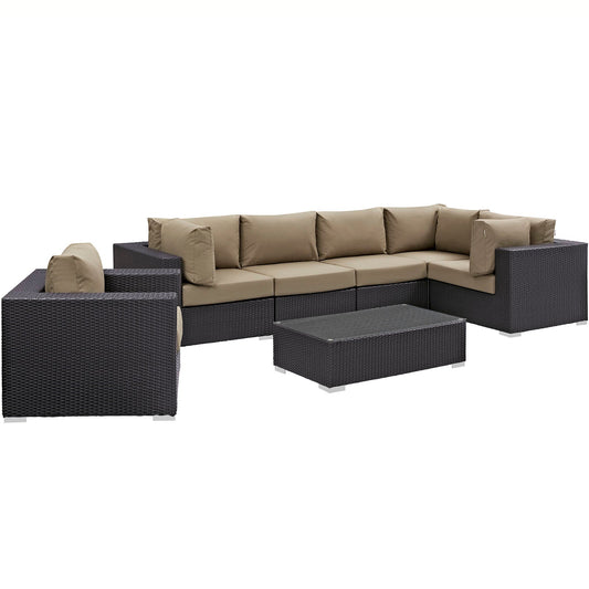 Convene 7 Piece Outdoor Patio Sectional Set Espresso