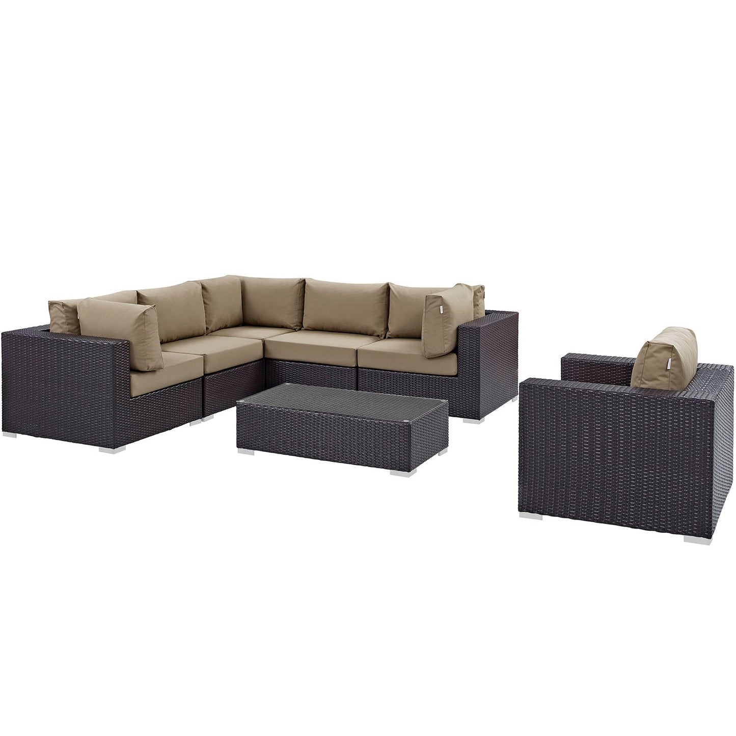 Convene 7 Piece Outdoor Patio Sectional Set Espresso