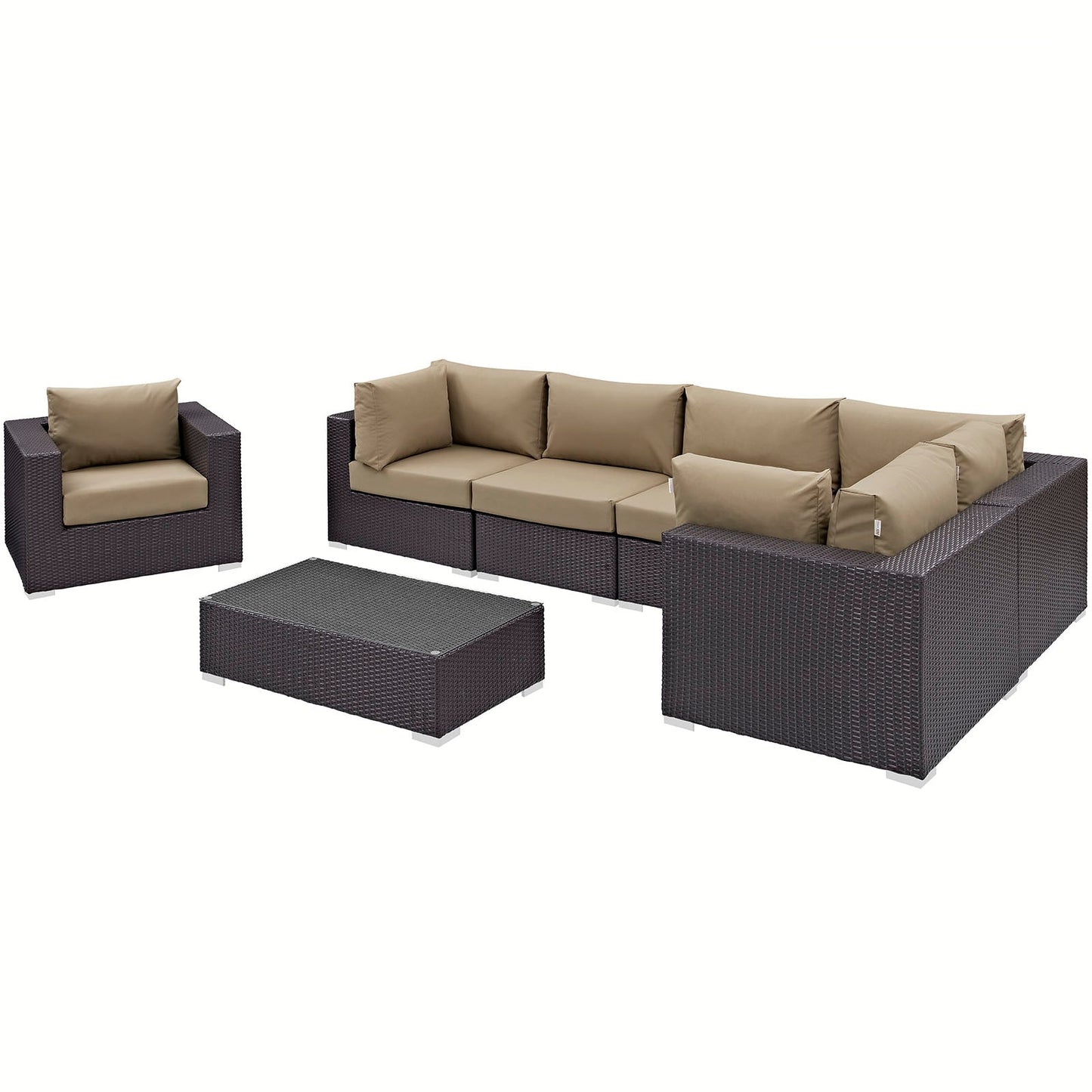 Convene 7 Piece Outdoor Patio Sectional Set Espresso