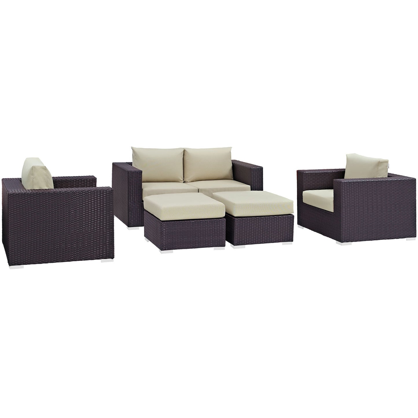 Convene 5 Piece Outdoor Patio Sofa Set Espresso
