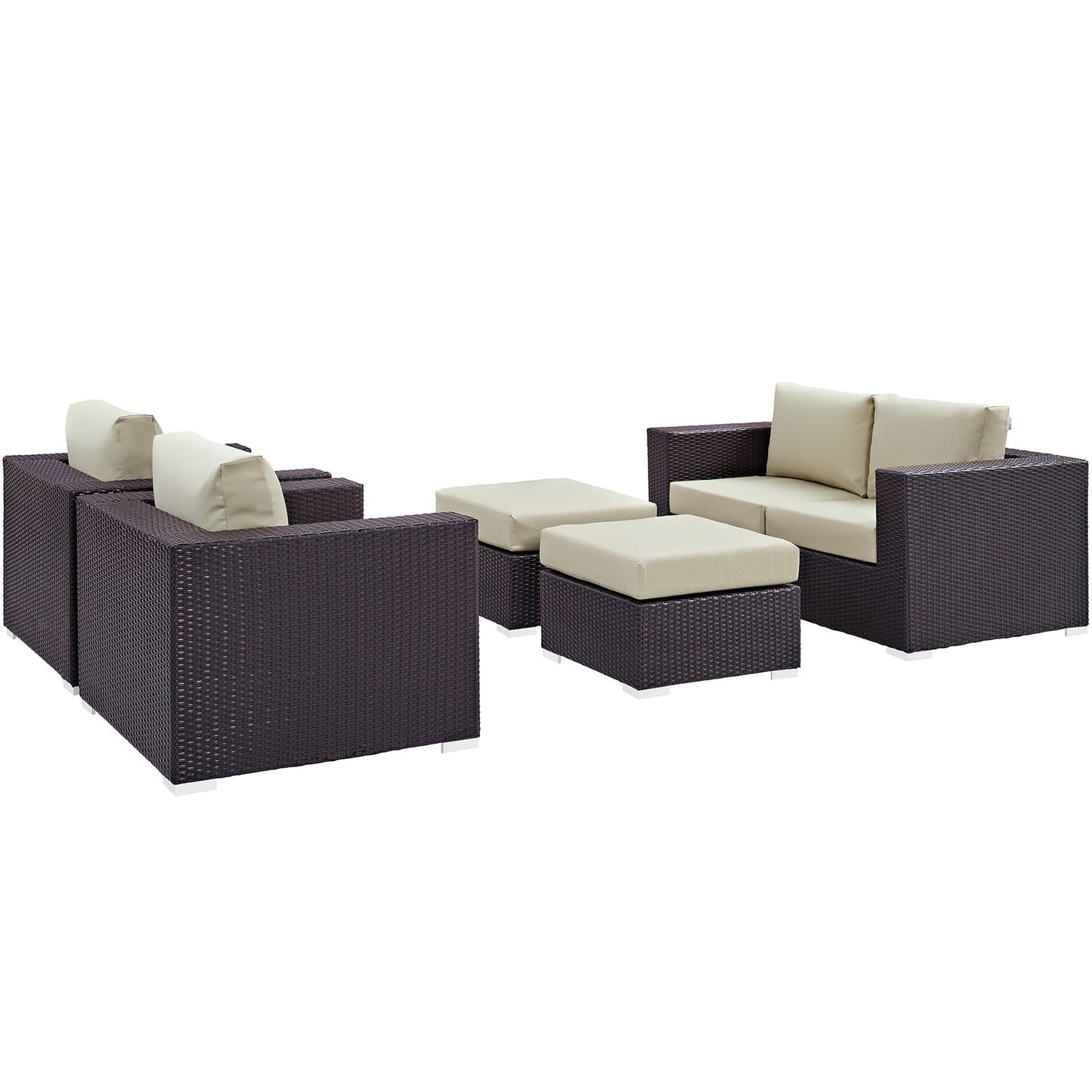 Convene 5 Piece Outdoor Patio Sofa Set Espresso