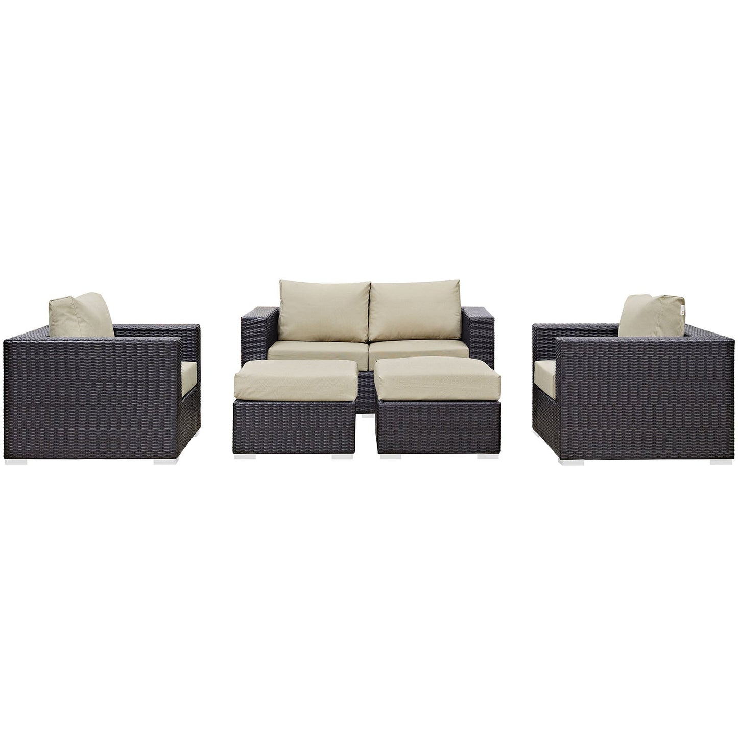 Convene 5 Piece Outdoor Patio Sofa Set Espresso