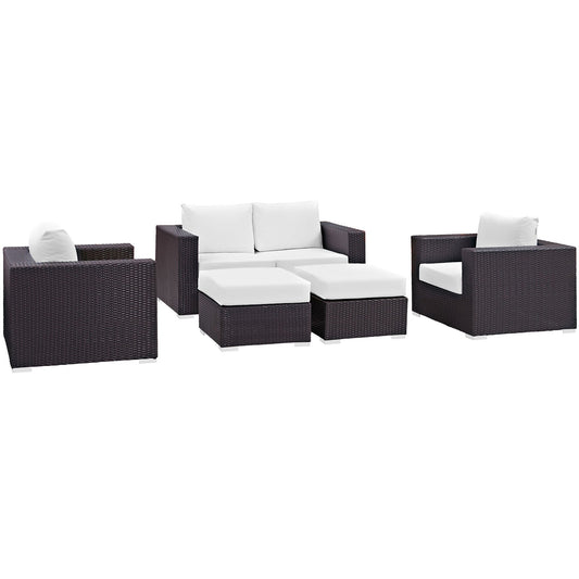 Convene 5 Piece Outdoor Patio Sofa Set Espresso