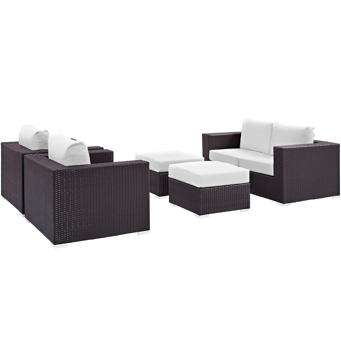 Convene 5 Piece Outdoor Patio Sofa Set Espresso
