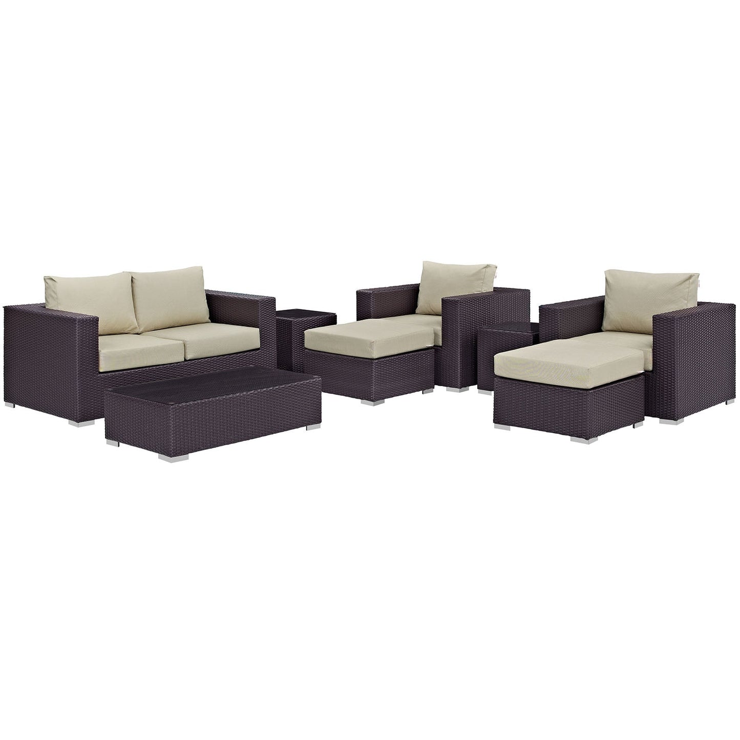 Convene 8 Piece Outdoor Patio Sofa Set Espresso