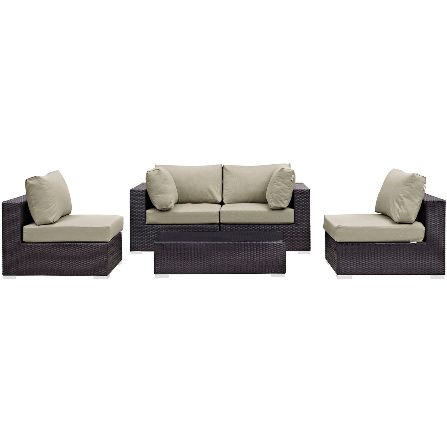 Convene 5 Piece Outdoor Patio Sectional Set Espresso