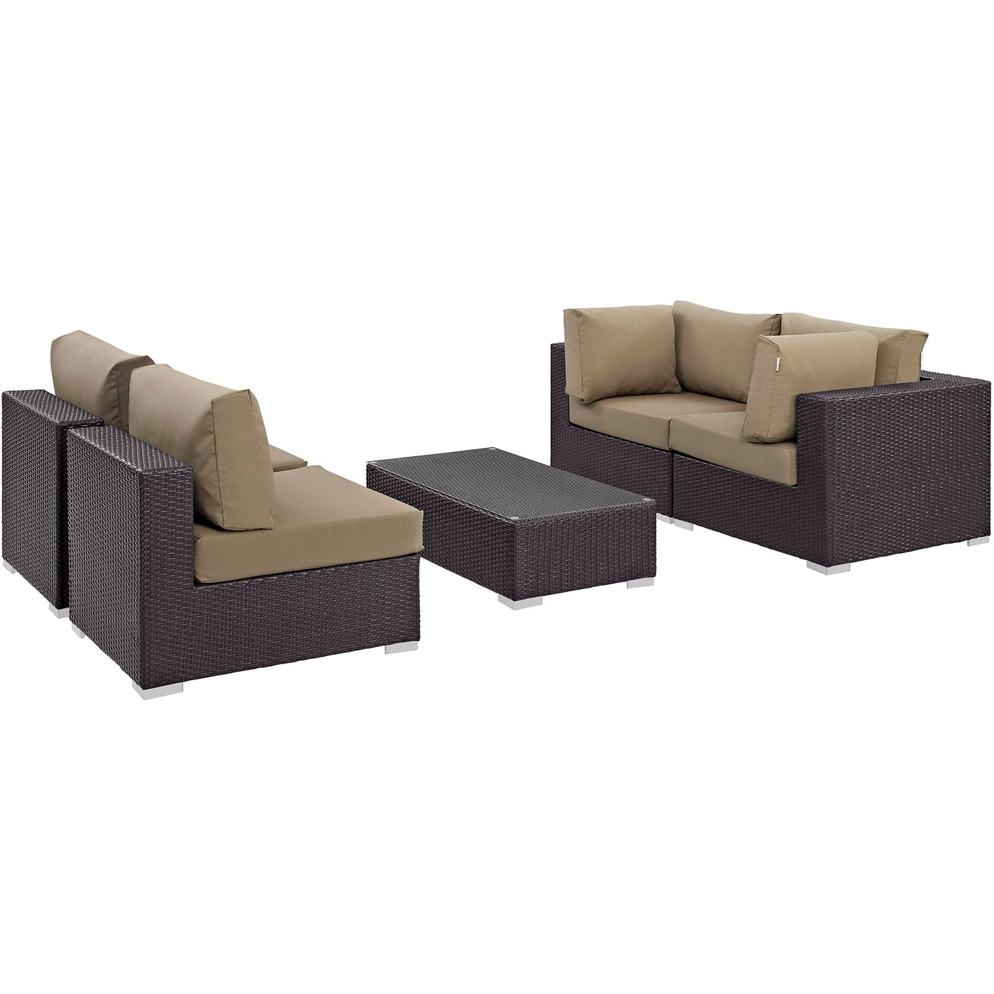 Convene 5 Piece Outdoor Patio Sectional Set Espresso