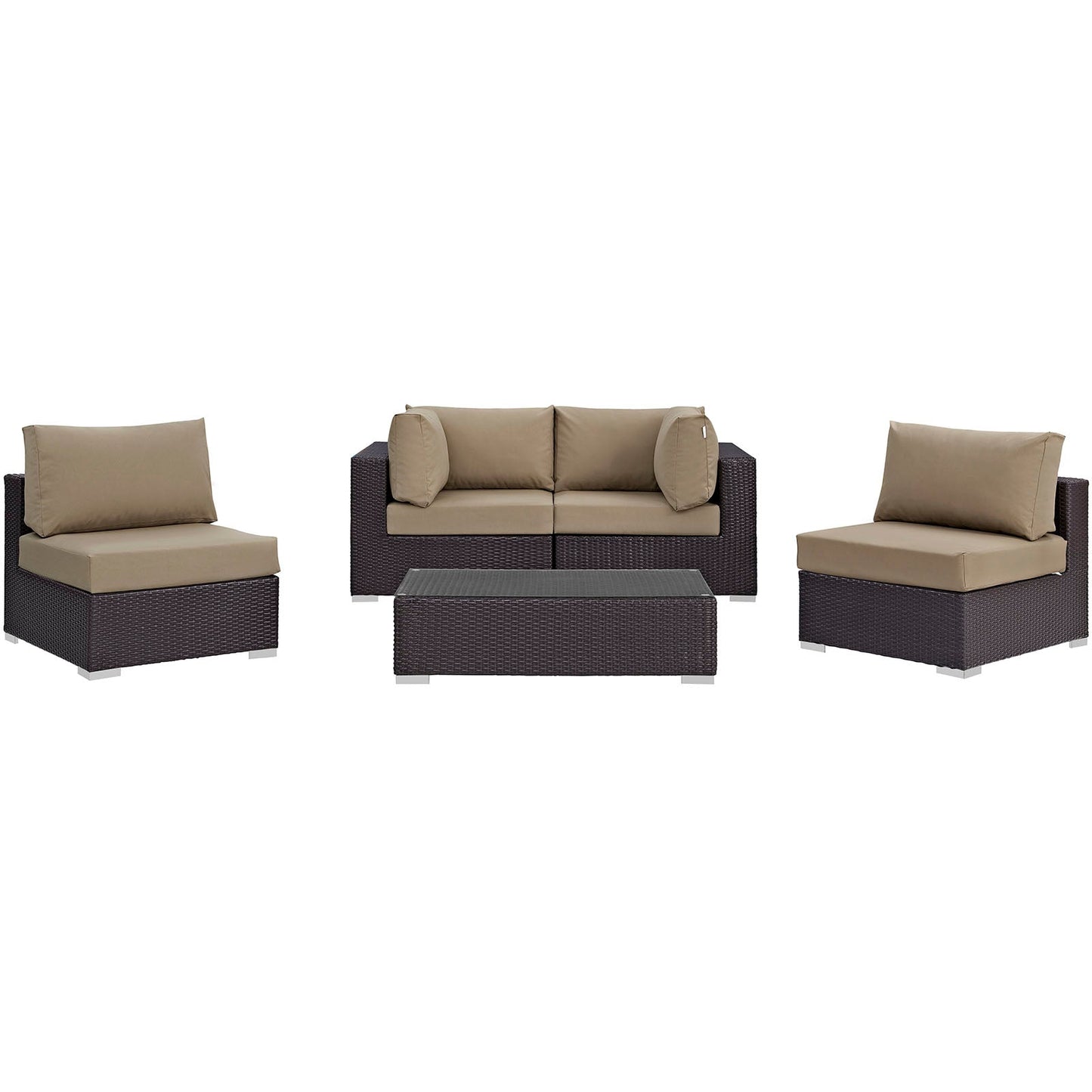 Convene 5 Piece Outdoor Patio Sectional Set Espresso