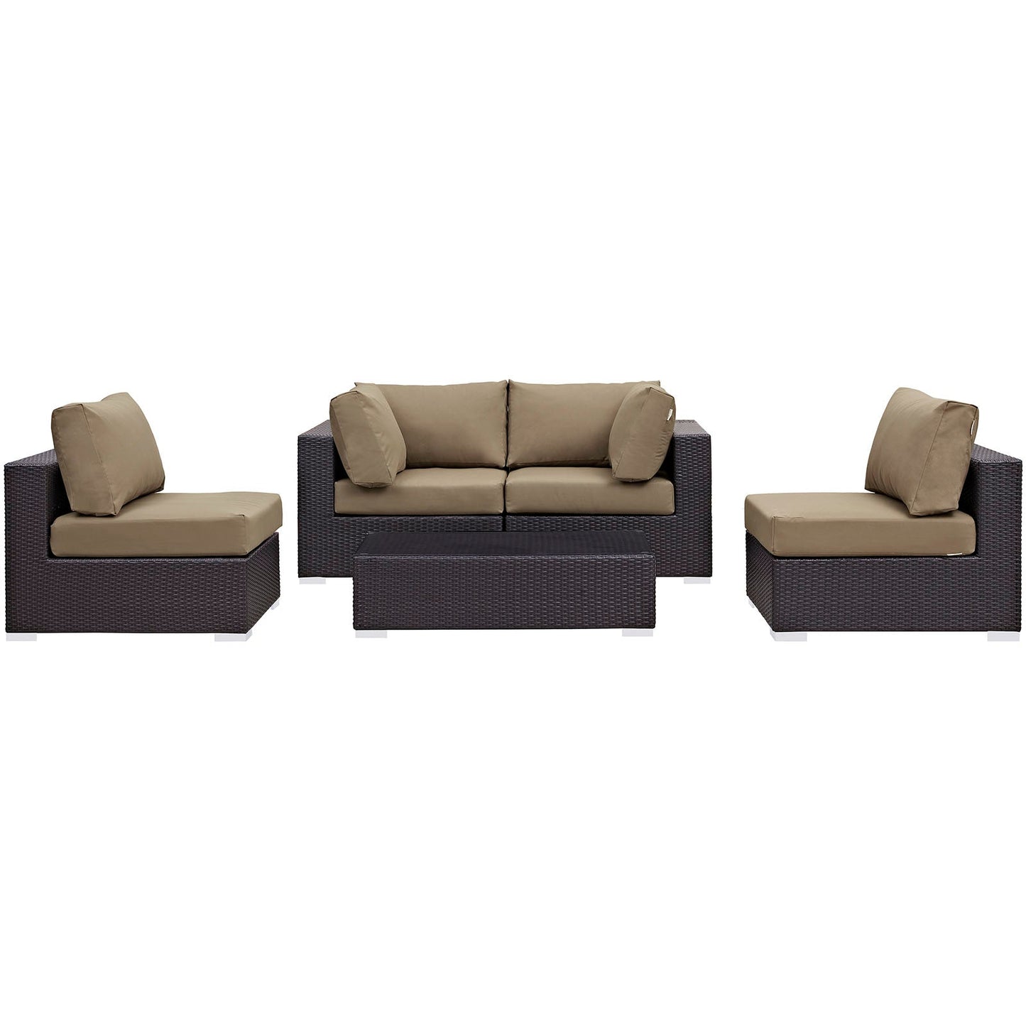 Convene 5 Piece Outdoor Patio Sectional Set Espresso