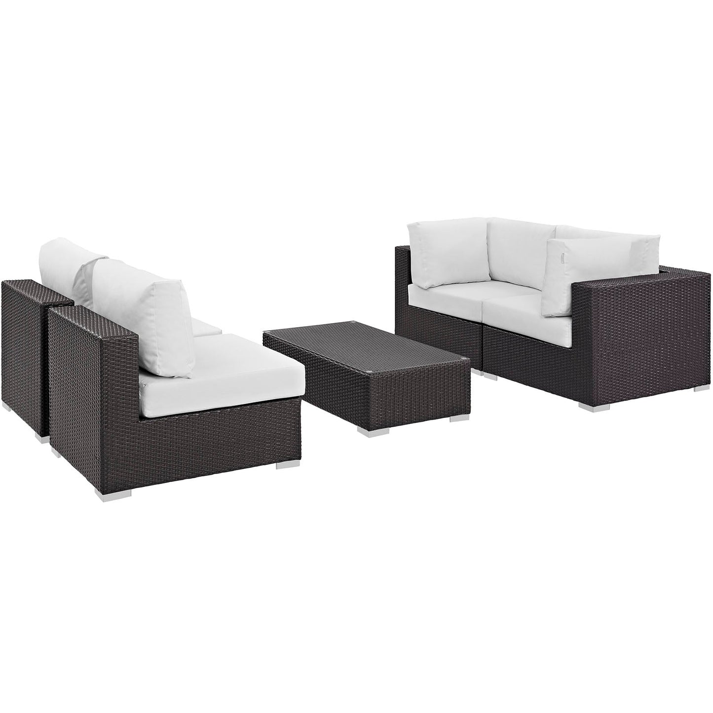 Convene 5 Piece Outdoor Patio Sectional Set Espresso