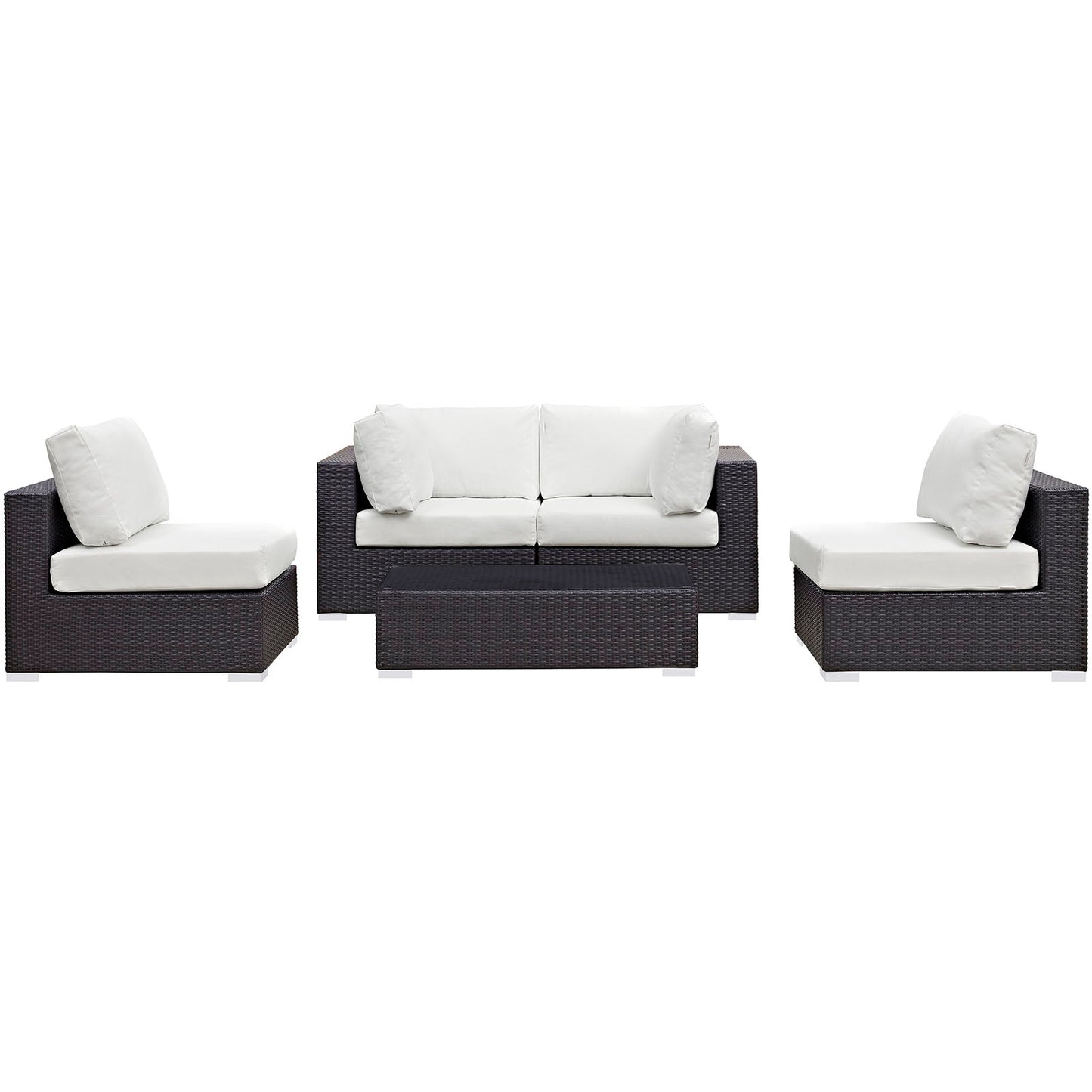 Convene 5 Piece Outdoor Patio Sectional Set Espresso