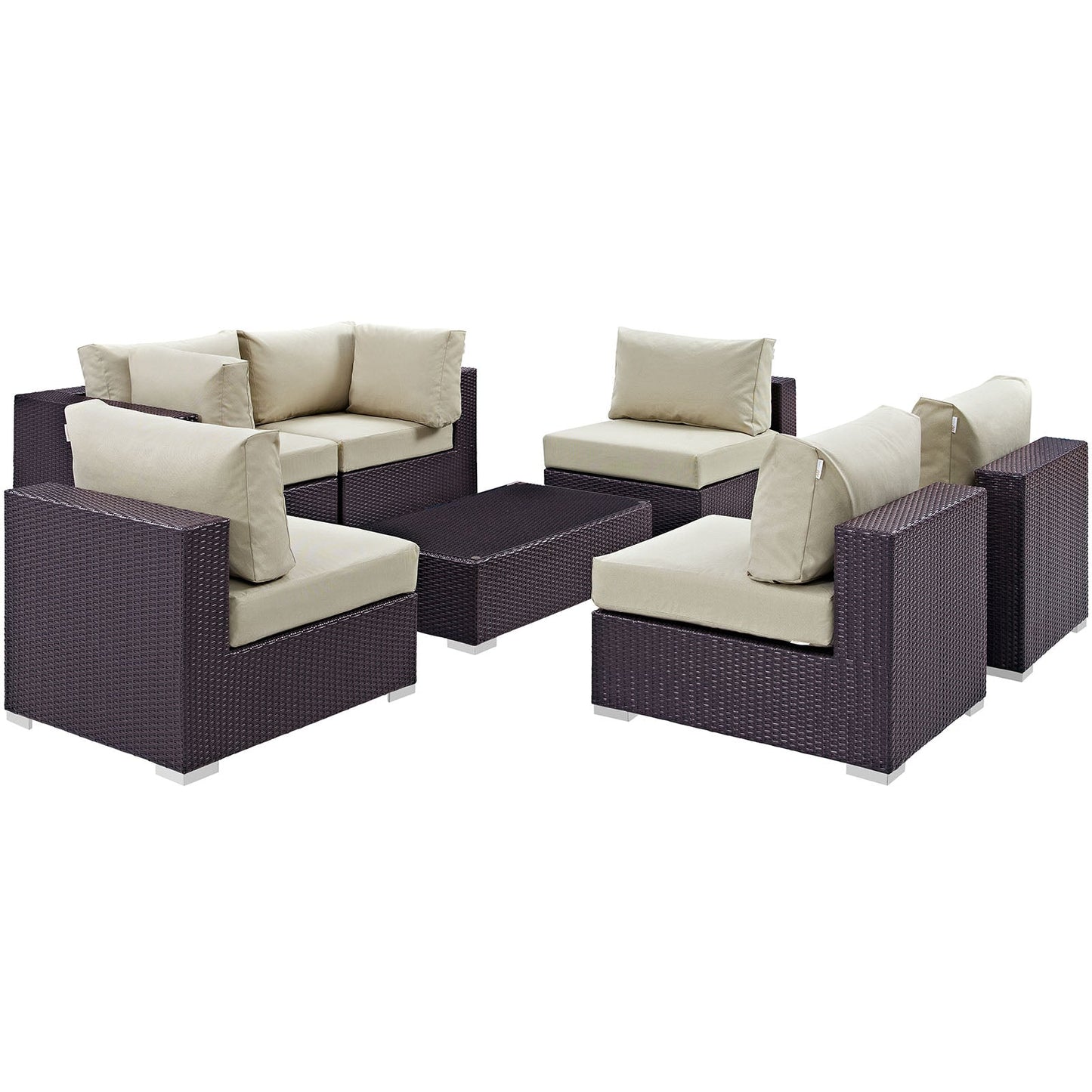 Convene 7 Piece Outdoor Patio Sectional Set Espresso