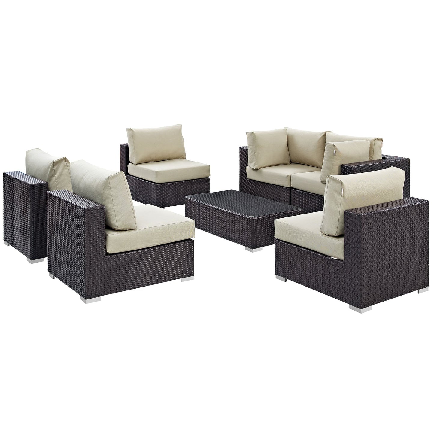 Convene 7 Piece Outdoor Patio Sectional Set Espresso