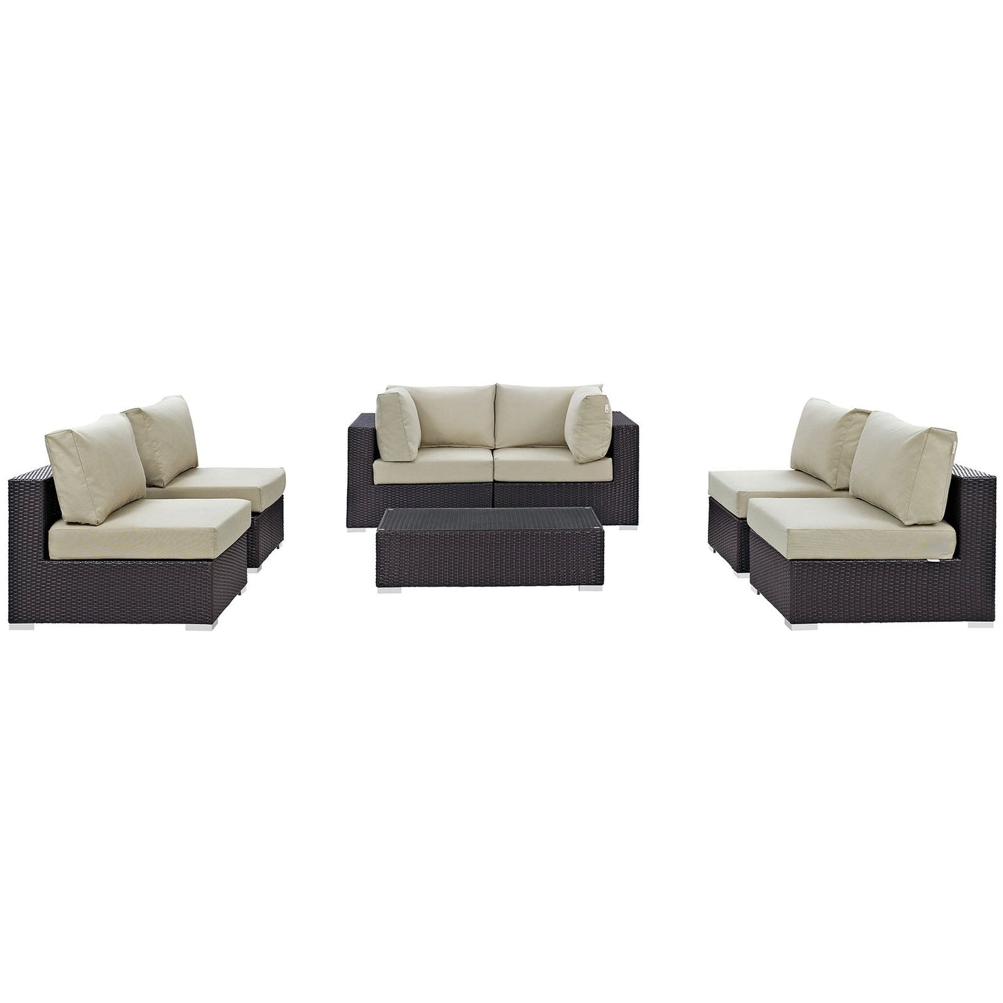 Convene 7 Piece Outdoor Patio Sectional Set Espresso