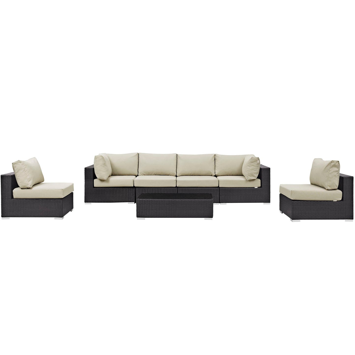 Convene 7 Piece Outdoor Patio Sectional Set Espresso
