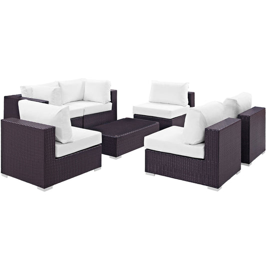 Convene 7 Piece Outdoor Patio Sectional Set Espresso