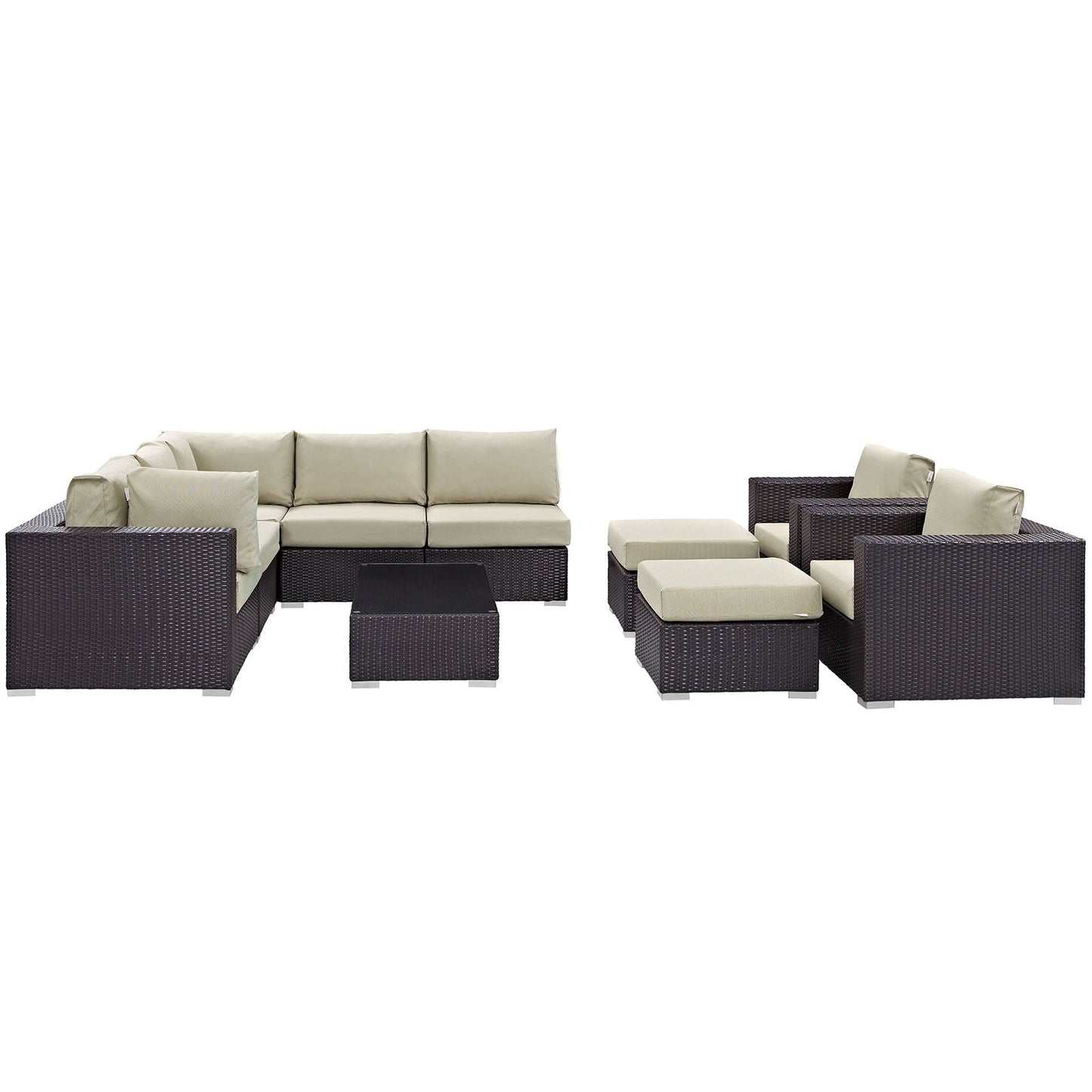 Convene 10 Piece Outdoor Patio Sectional Set Espresso