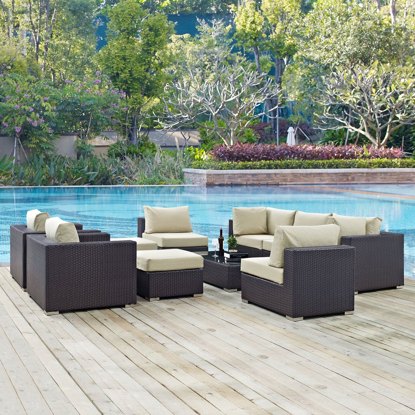 Convene 10 Piece Outdoor Patio Sectional Set Espresso