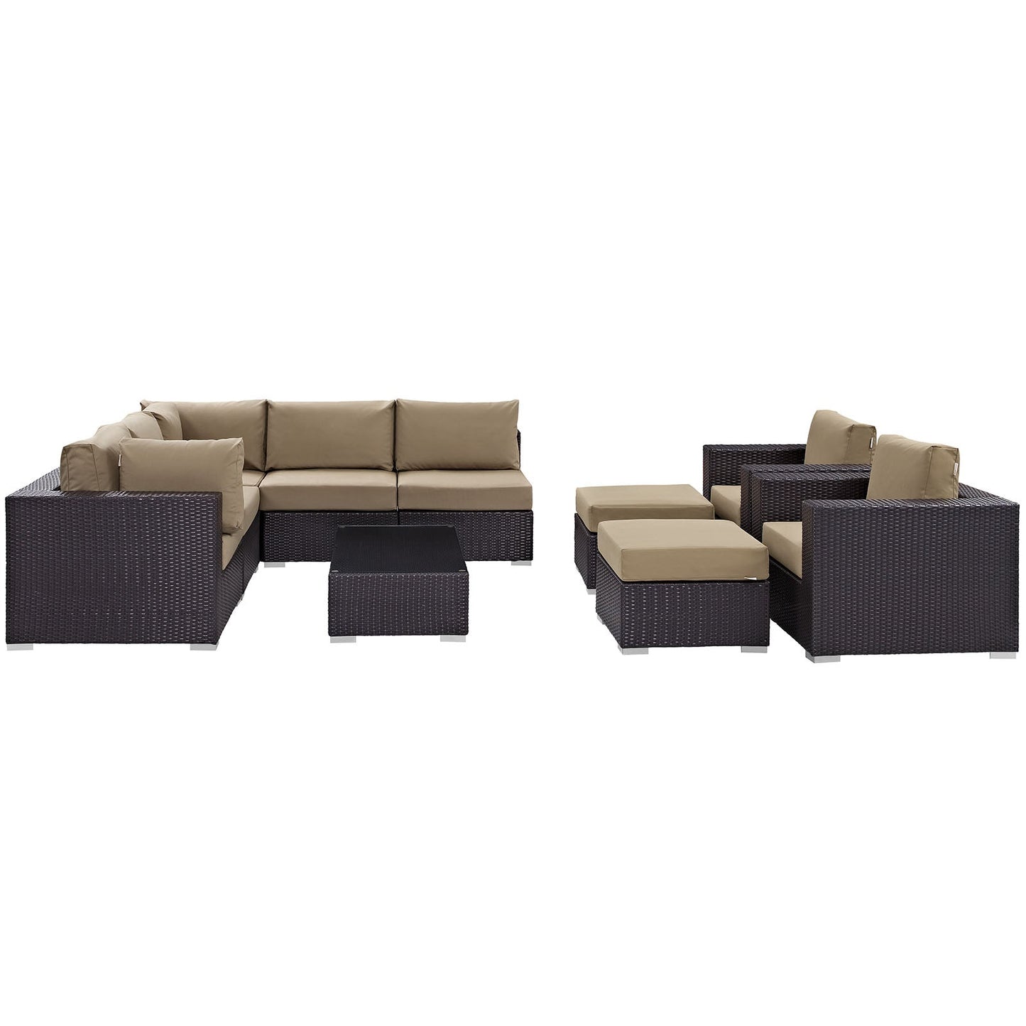 Convene 10 Piece Outdoor Patio Sectional Set Espresso