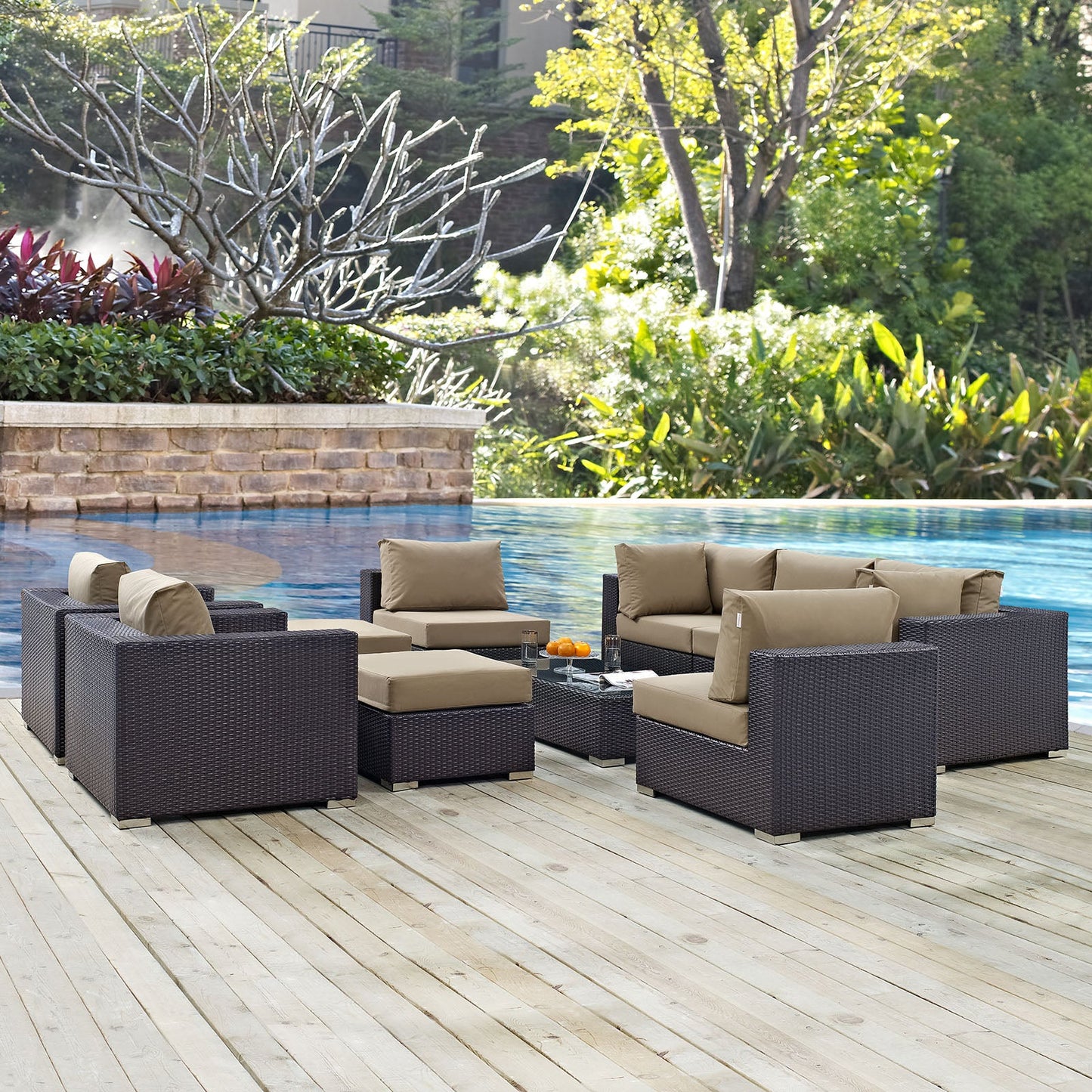 Convene 10 Piece Outdoor Patio Sectional Set Espresso