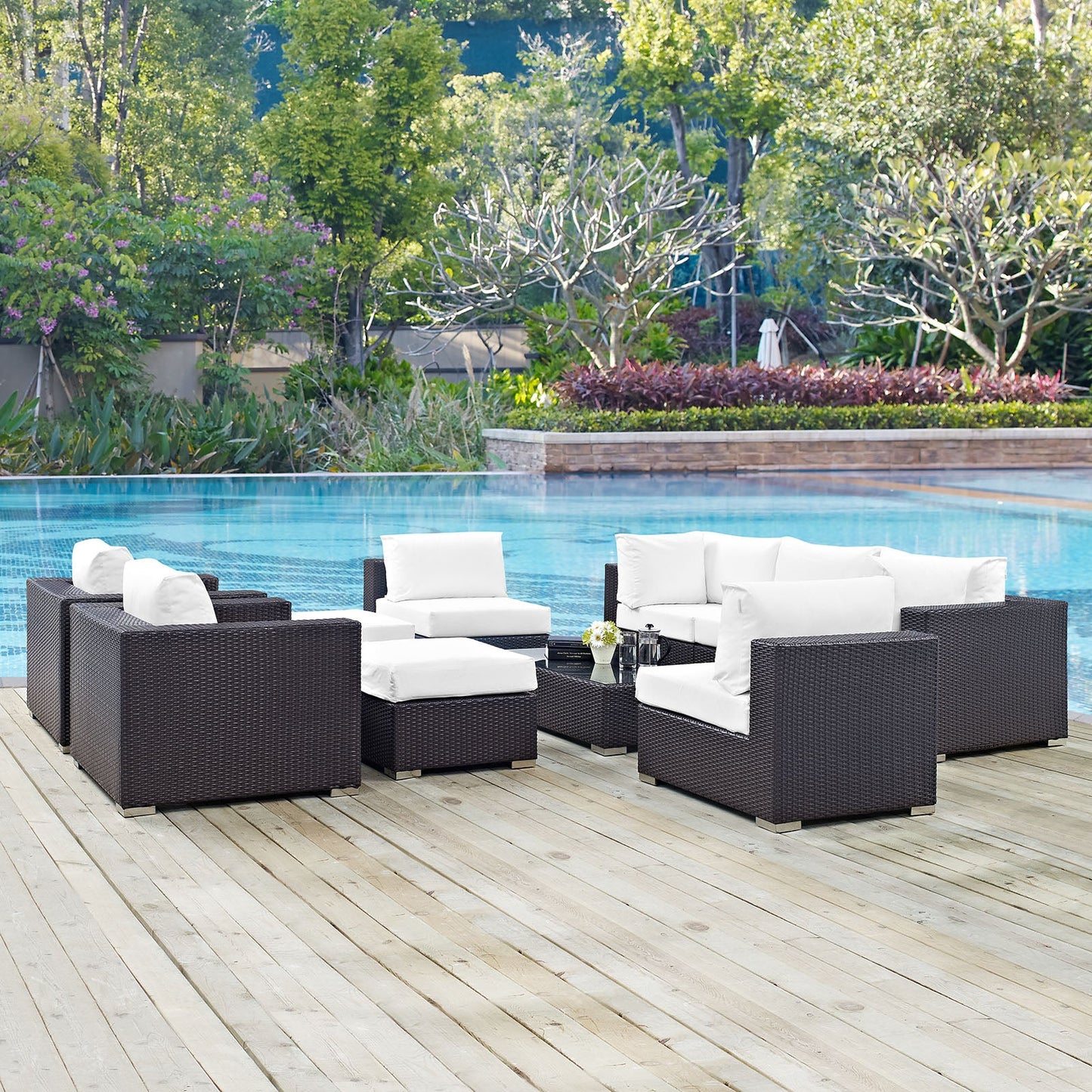Convene 10 Piece Outdoor Patio Sectional Set Espresso